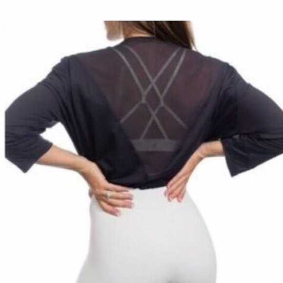 P'tula Molly Women's Top  Size XS Freestyle 3/4 Cinched Waist Baggy Black - Picture 2 of 9